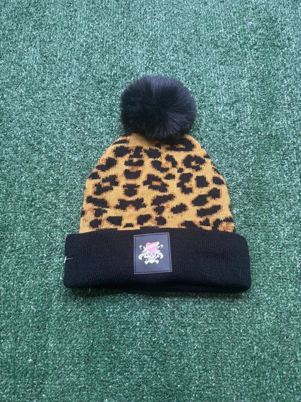 Ed Hardy Cheetah Print Beanie Bonnet Animal Logo